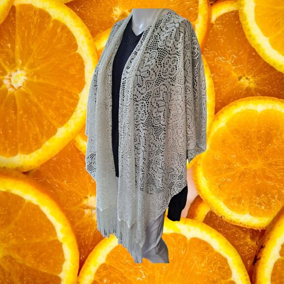 White Crochet Doily Open Front Cape‎ Size OSFM - Picture 5 of 6